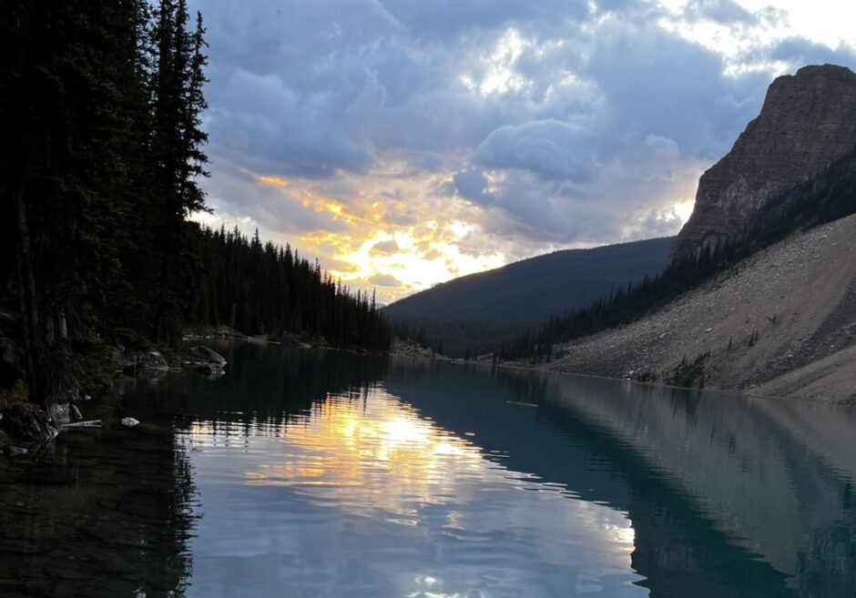 Lake moraine and the sunrise